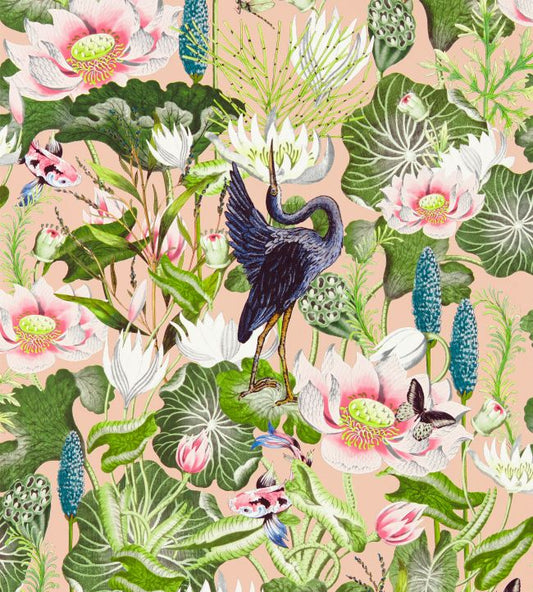 Waterlily Wallpaper - Blush - Clarke & Clarke