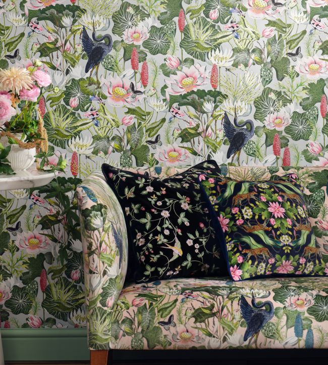 Waterlily Wallpaper - Dove - Clarke & Clarke