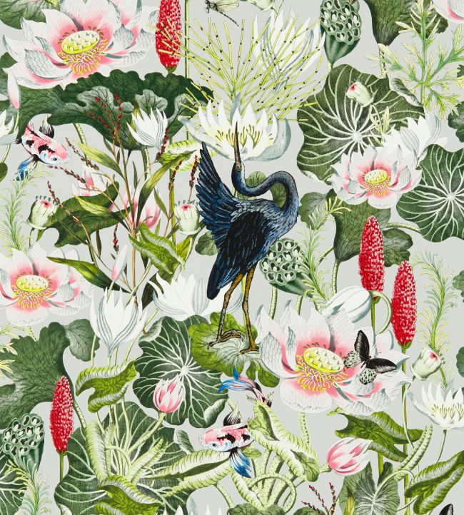 Waterlily Wallpaper - Dove - Clarke & Clarke