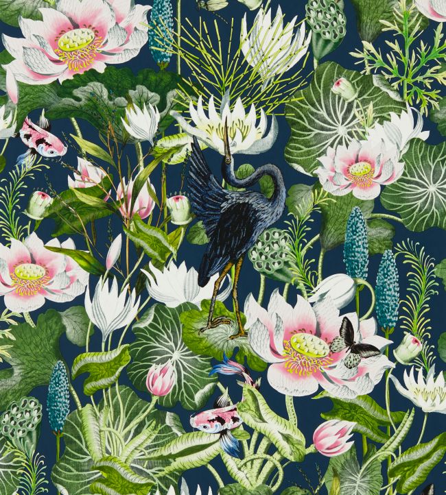 Waterlily Wallpaper - Midnight - Clarke & Clarke