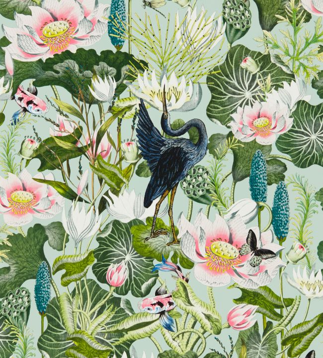 Waterlily Wallpaper - Mineral - Clarke & Clarke