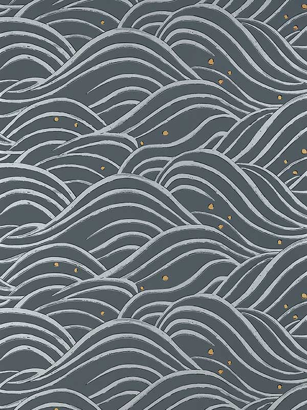 Waves Wallpaper - Charcoal - AT9876 - Anna French