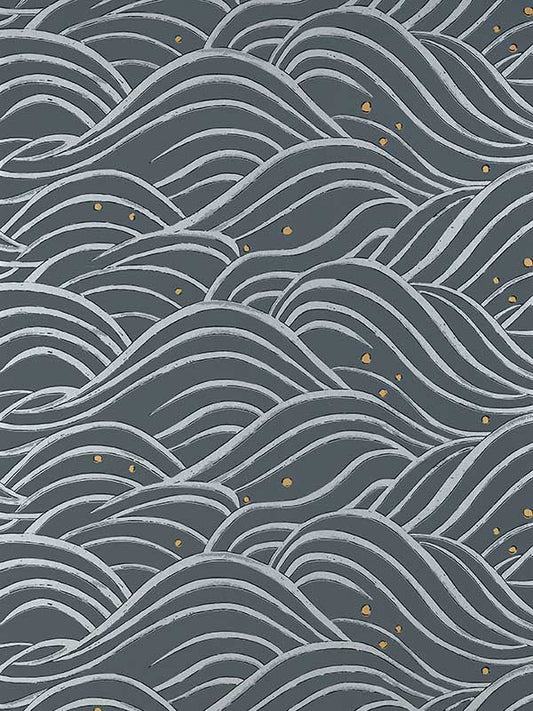 Waves Wallpaper - Charcoal - AT9876 - Anna French