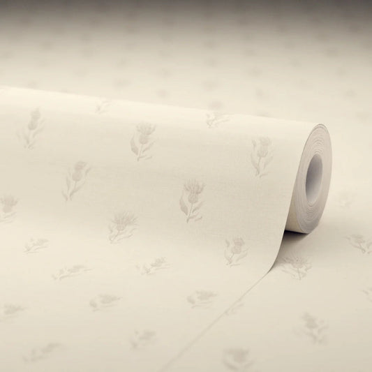 Wee Thistle Wallpaper - Castle Stone on Vintage Cream - Lucie Annabel