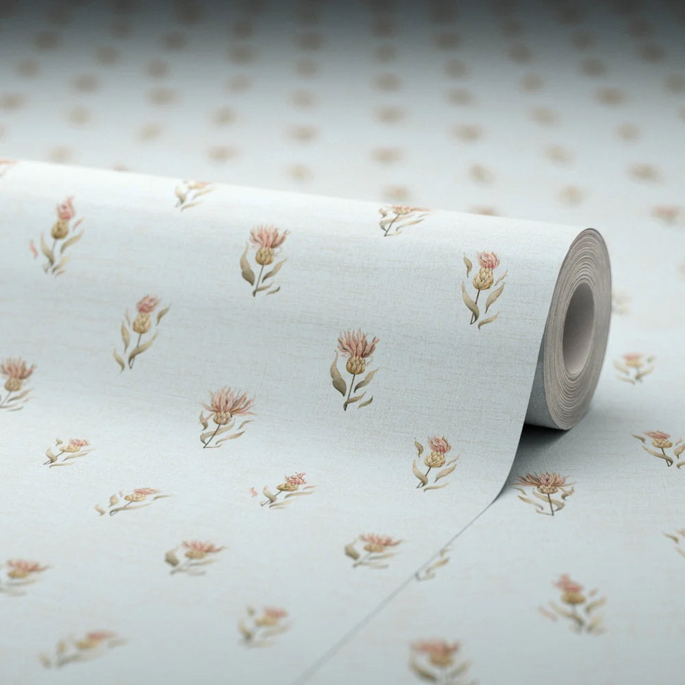 Wee Thistle Wallpaper - Mineral Mist - Lucie Annabel