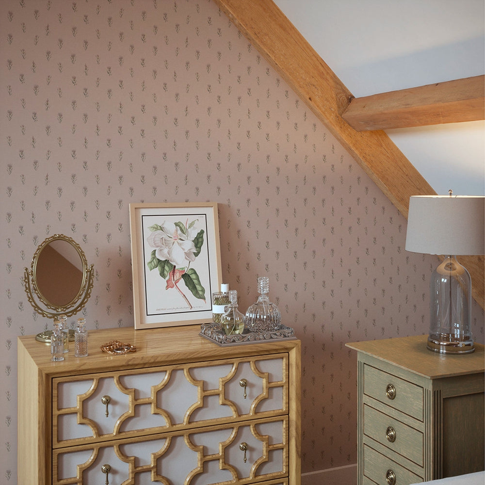 Wee Thistle Wallpaper - Vintage Rose - Lucie Annabel