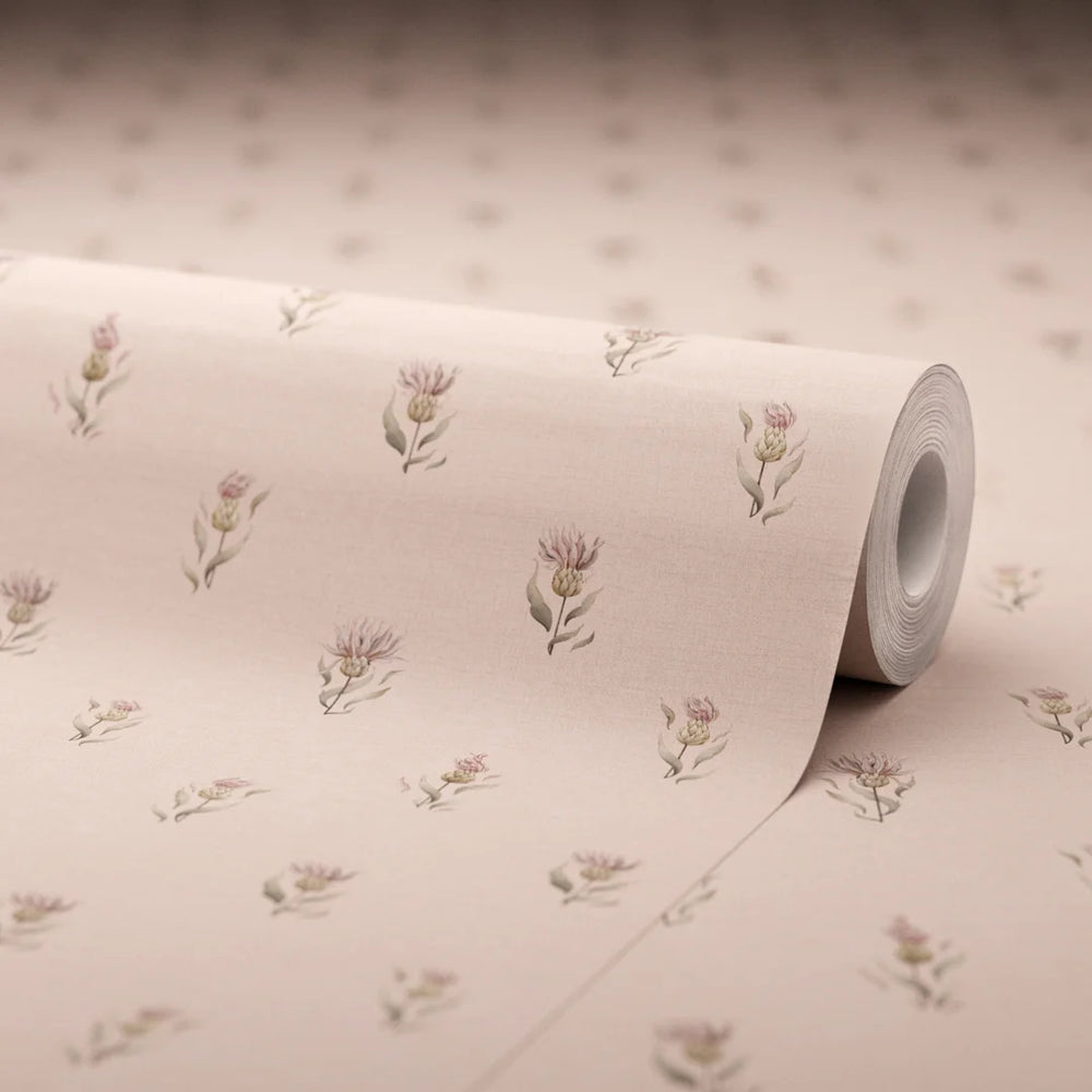 Wee Thistle Wallpaper - Vintage Rose - Lucie Annabel
