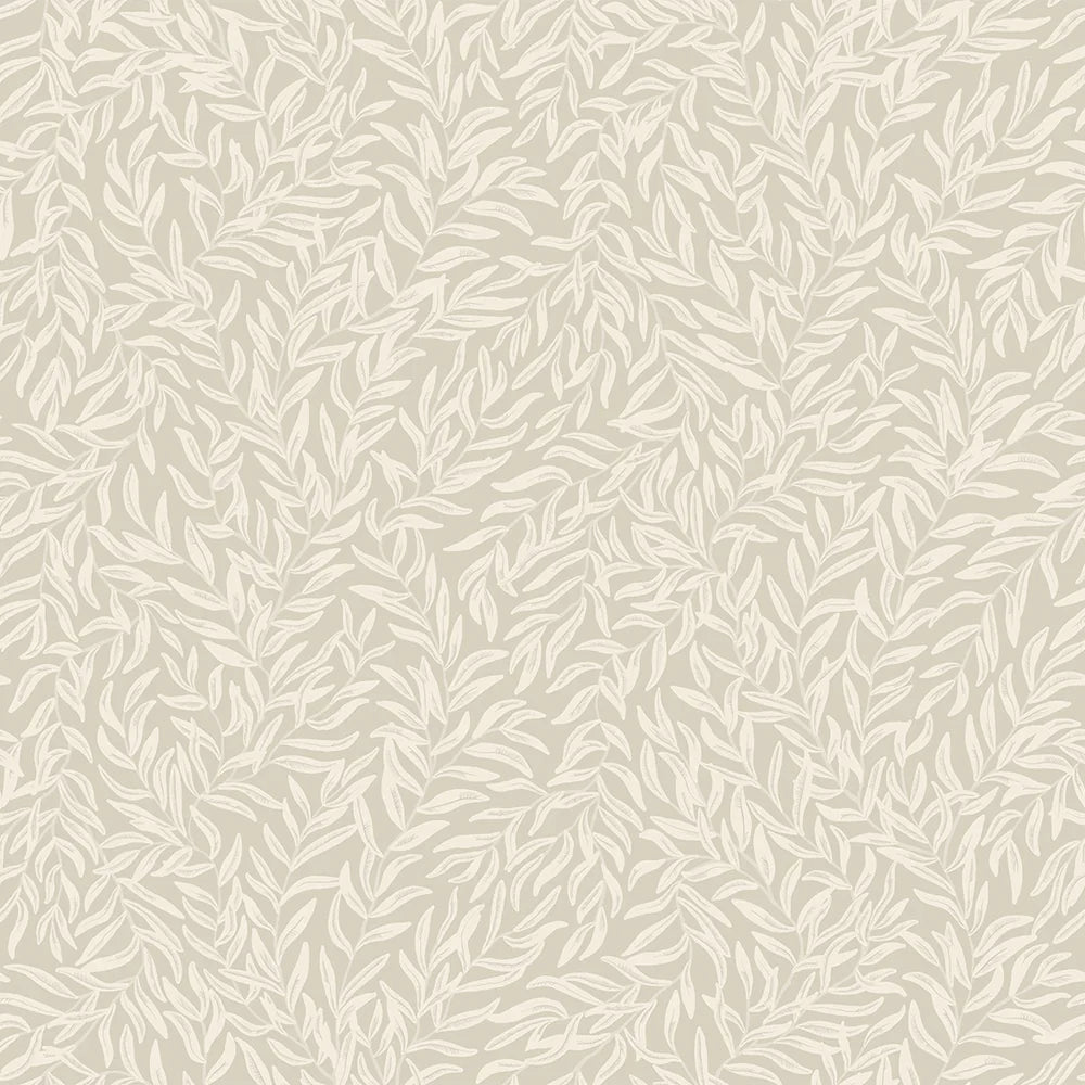 Whimsical Willow Wallpaper - Vintage Cream on Stone - Lucie Annabel