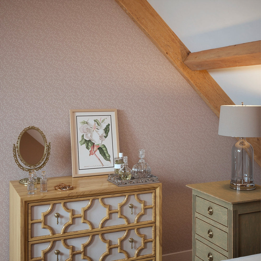 Whispering Leaves Wallpaper - Vintage Rose - Lucie Annabel