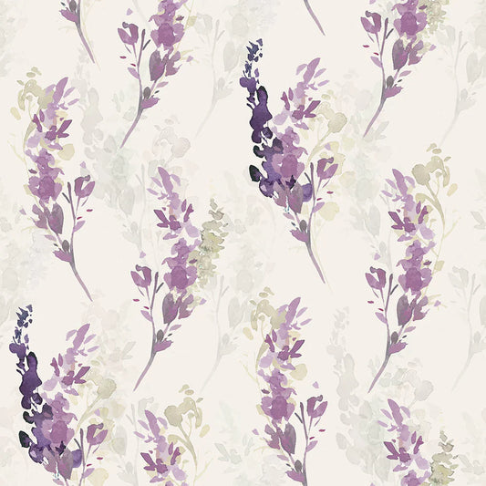 Wild Stocks Wallpaper - Grape & Linen Cream - Lucie Annabel