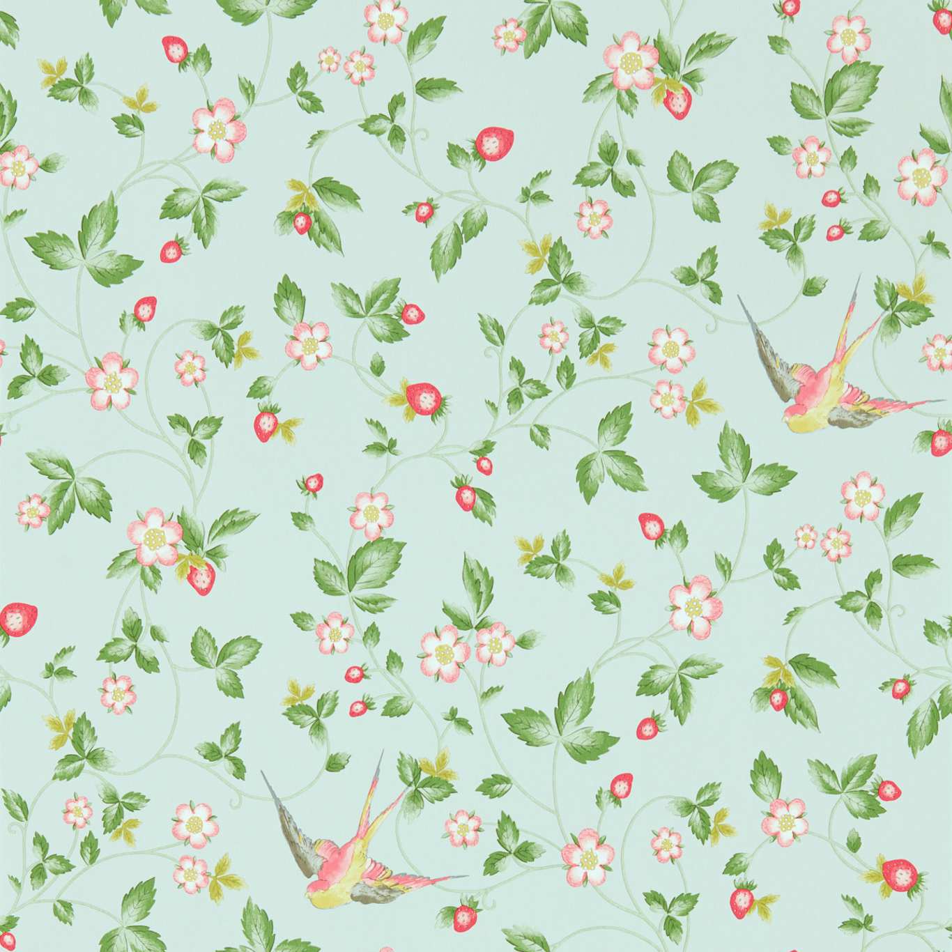Wild Strawberry Wallpaper - Dove - Clarke & Clarke