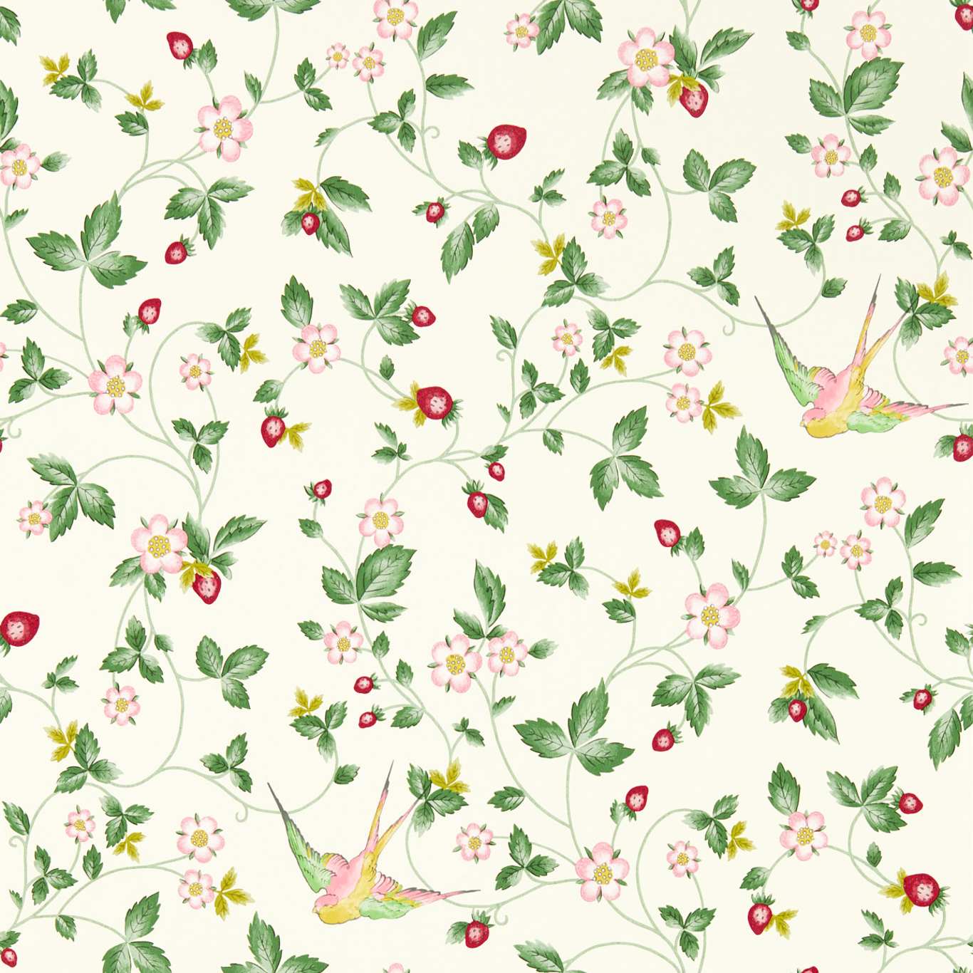 Wild Strawberry Wallpaper - Ivory - Clarke & Clarke