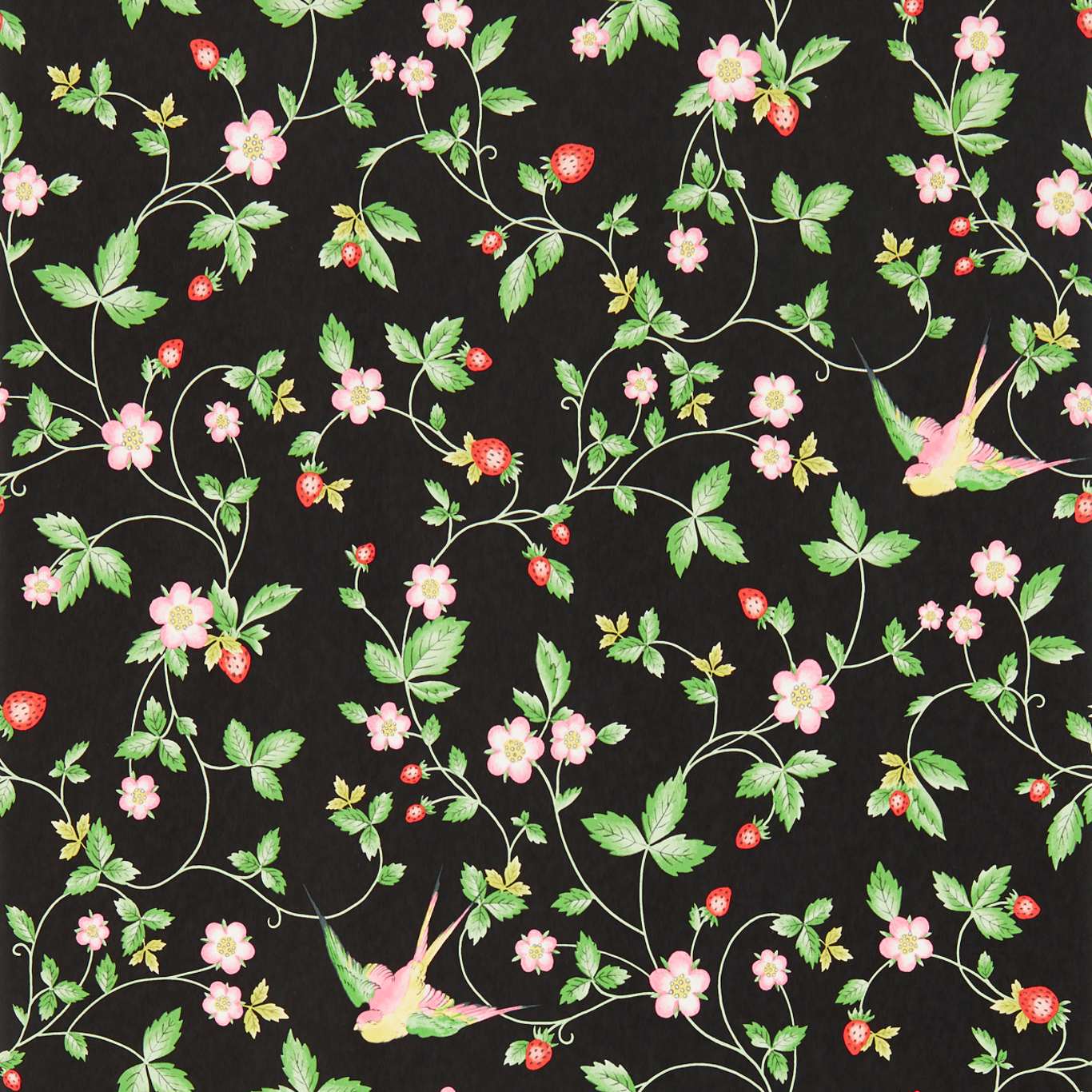 Wild Strawberry Wallpaper - Noir - Clarke & Clarke