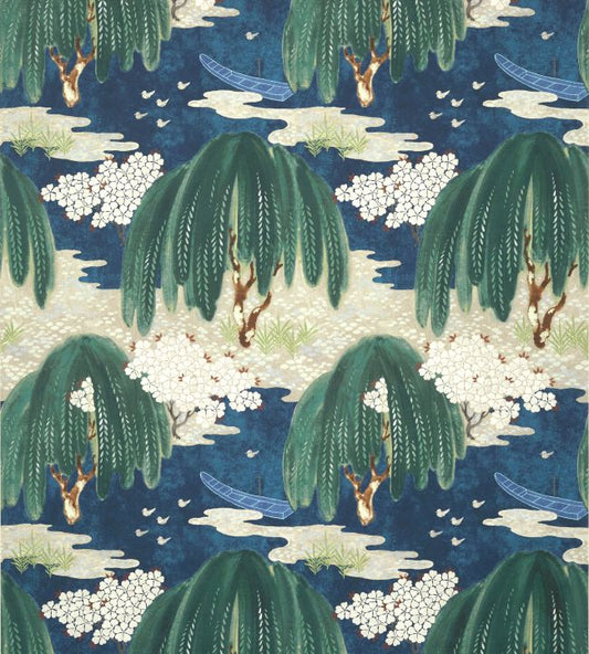 Willow Tree Wallpaper - Navy - AT23110 - Anna French