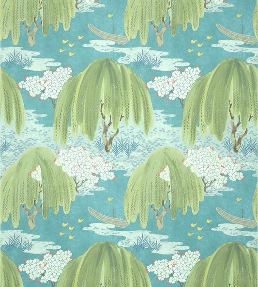 Willow Tree Wallpaper - Turquoise - AT23109 - Anna French