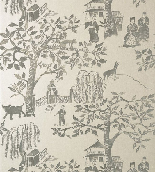 Willow Wood Wallpaper - Grey on Pearl - AT7912 - Anna French