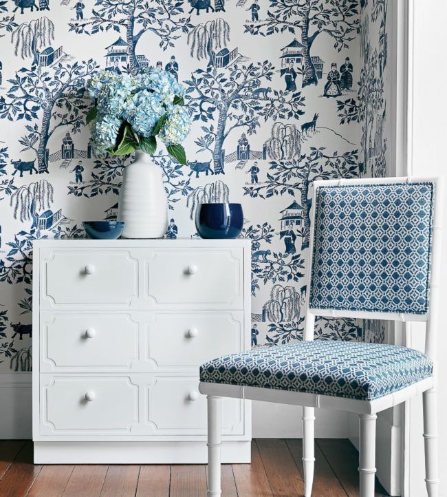 Willow Wood Wallpaper - Navy - AT7915 - Anna French