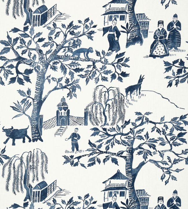 Willow Wood Wallpaper - Navy - AT7915 - Anna French