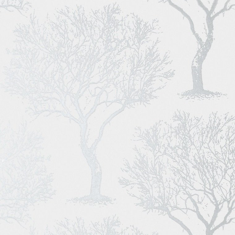 Winfell Forest Wallpaper - Silver on Grey - AT6002 - Anna French