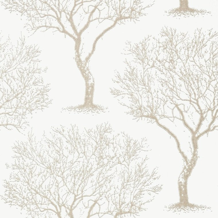 Winfell Forest Wallpaper - Silver on Neutral - AT6001 - Anna French
