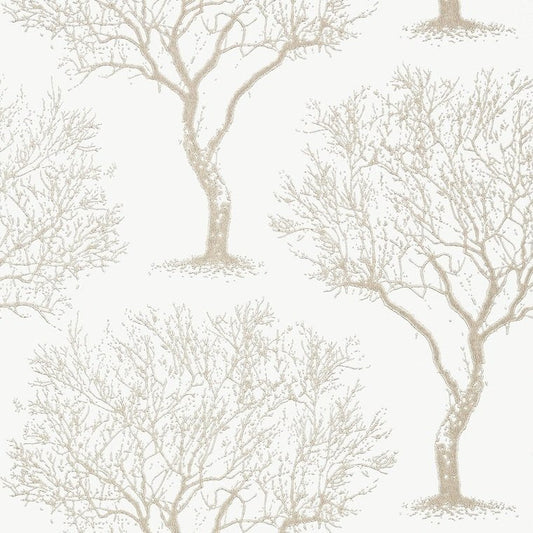 Winfell Forest Wallpaper - Silver on Neutral - AT6001 - Anna French