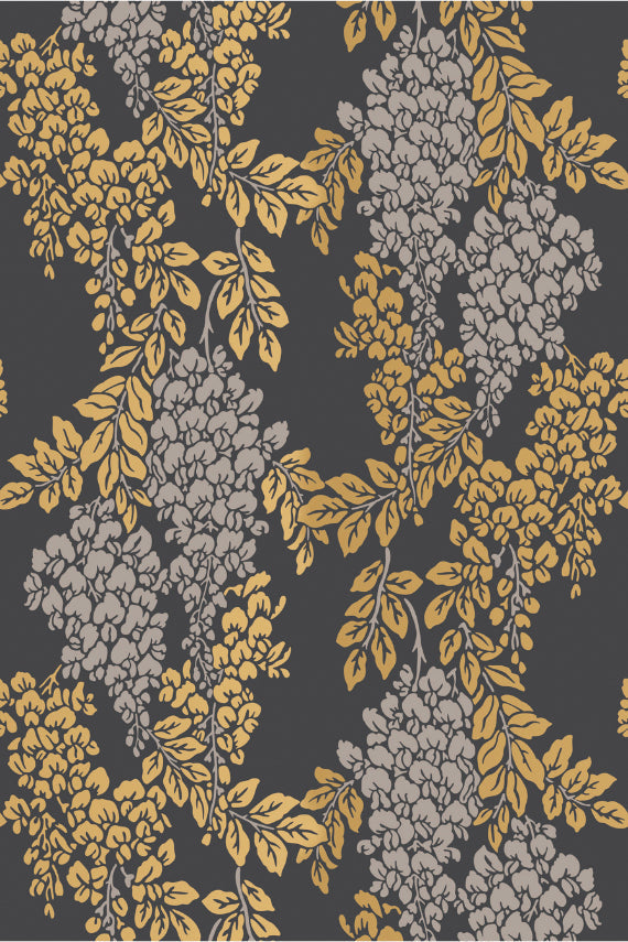 Wisteria Wallpaper - Charleston Gray - 2206