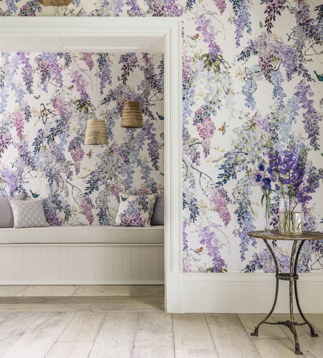 Wisteria Fall Panel A Wallpaper - Lilac - DWAP216296 - Sanderson