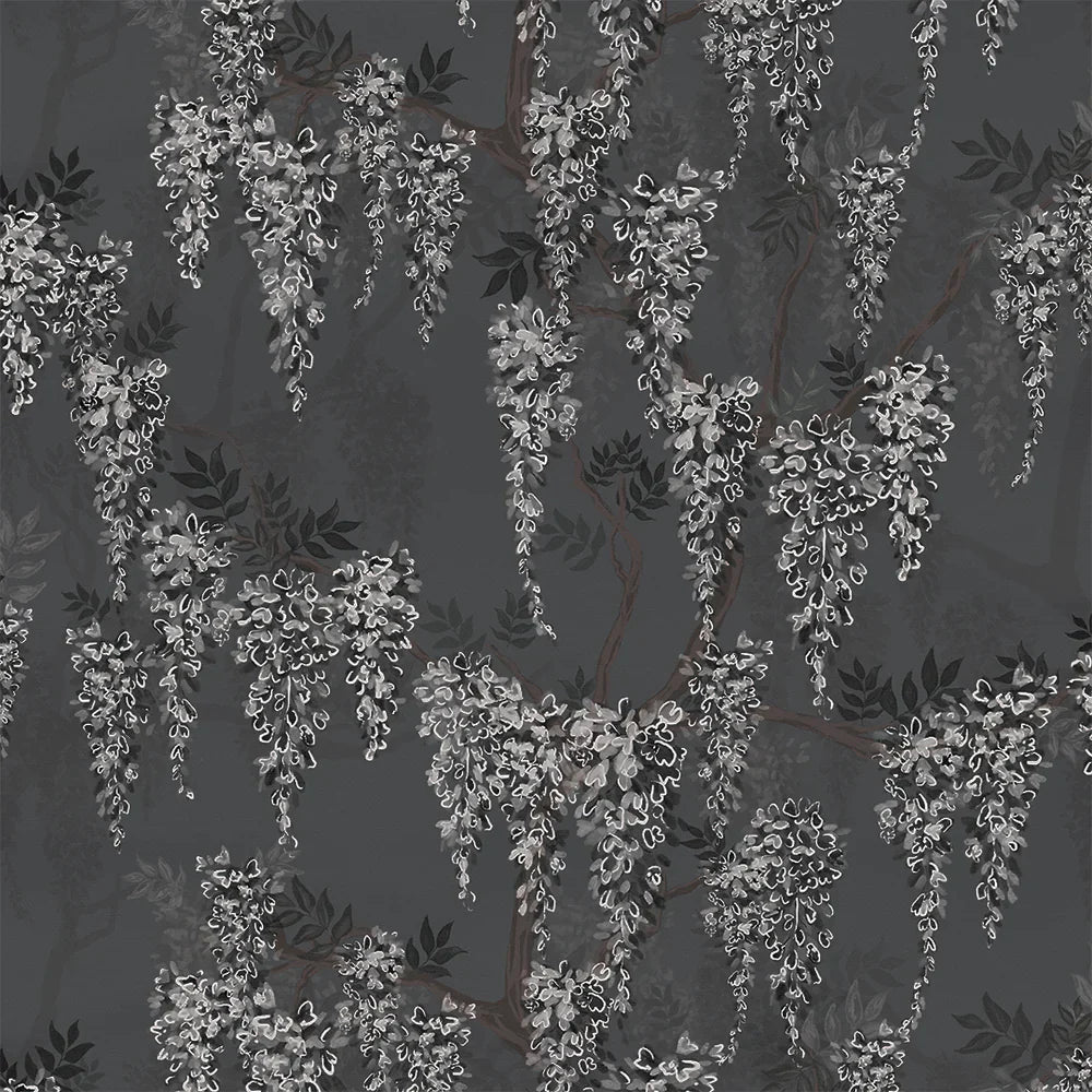Wisteria Lane Wallpaper - Shades of Charcoal with White - Lucie Annabel