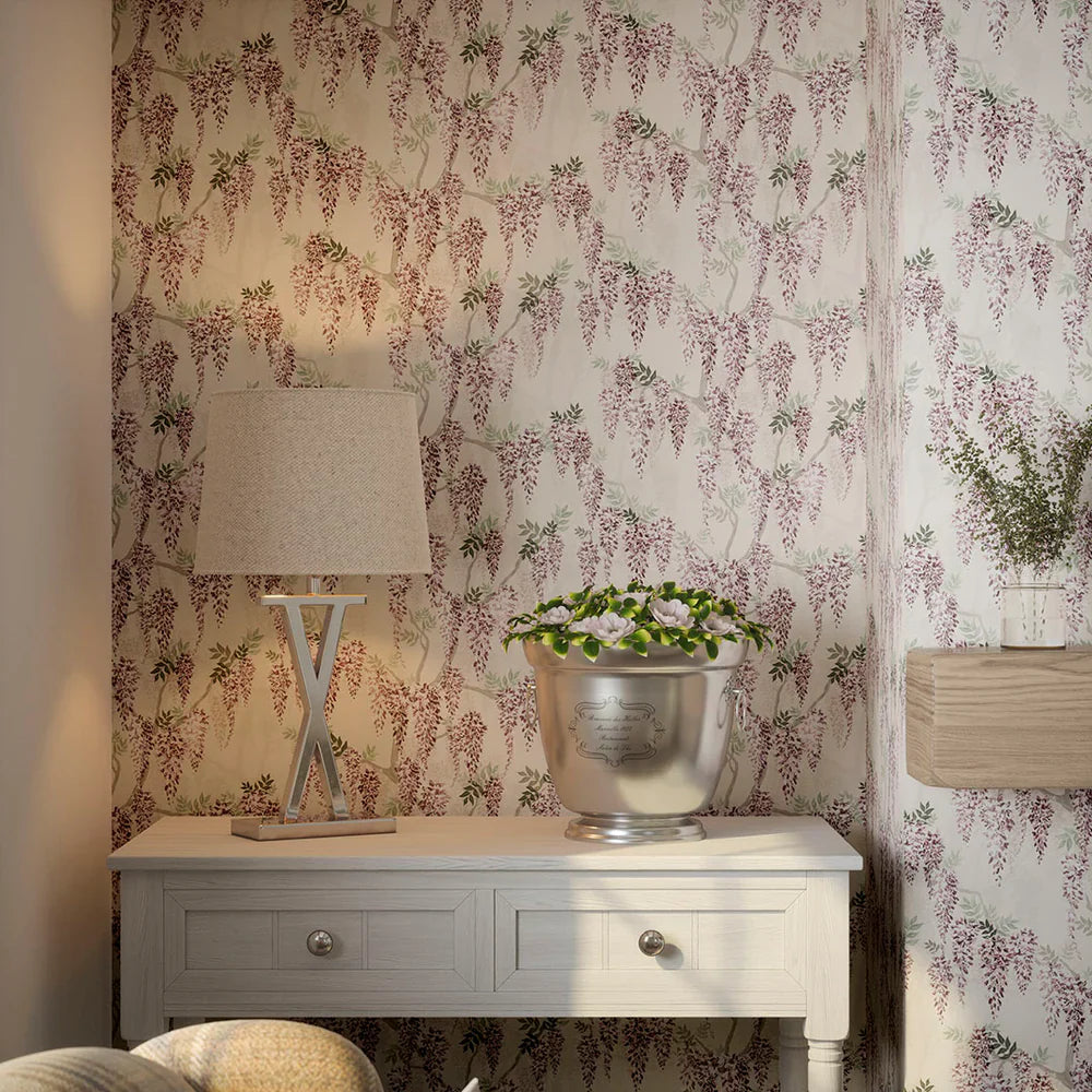 Wisteria Lane Wallpaper - Shades of Lavender & Linen Cream - Lucie Annabel