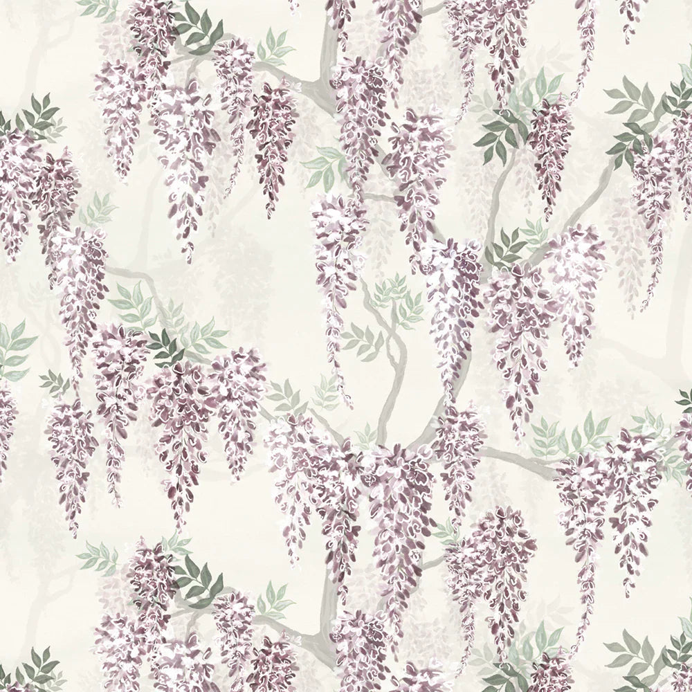 Wisteria Lane Wallpaper - Shades of Lavender & Linen Cream - Lucie Annabel