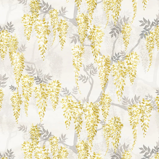 Wisteria Lane Wallpaper - Summer Yellows & Vintage Grey - Lucie Annabel