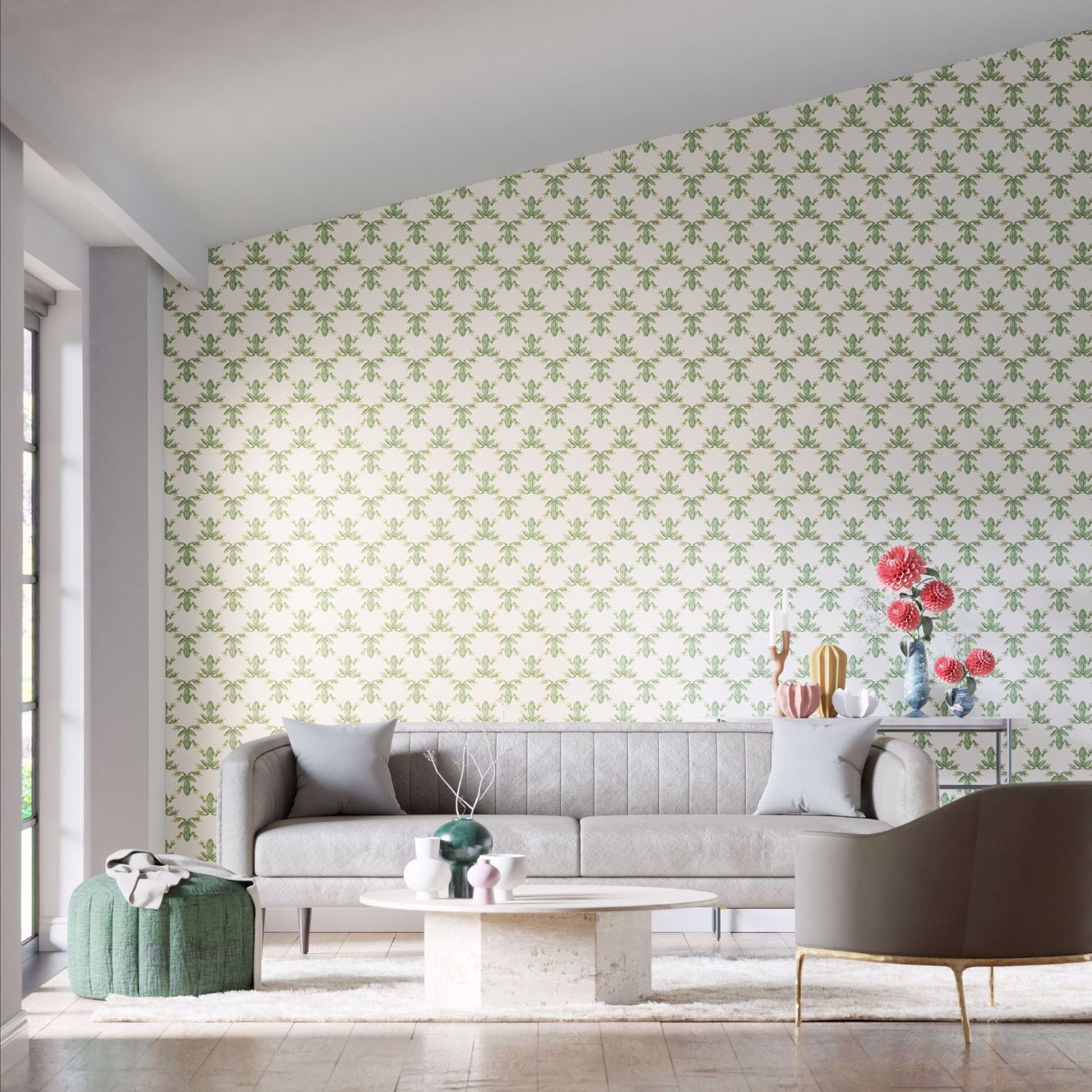 Wood Frog Wallpaper - Forest/Chalk - HC4W113011 - Harlequin