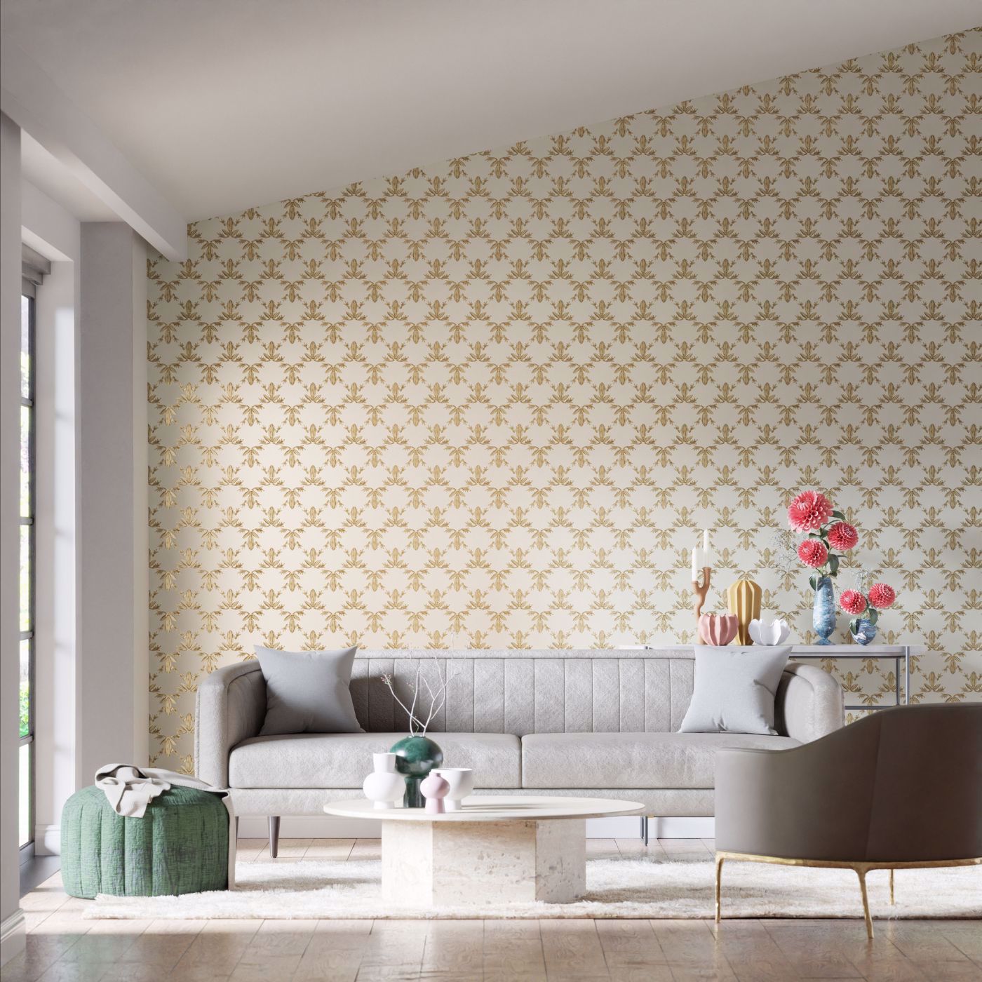 Wood Frog Wallpaper - Gold/Parchment - HC4W113013 - Harlequin