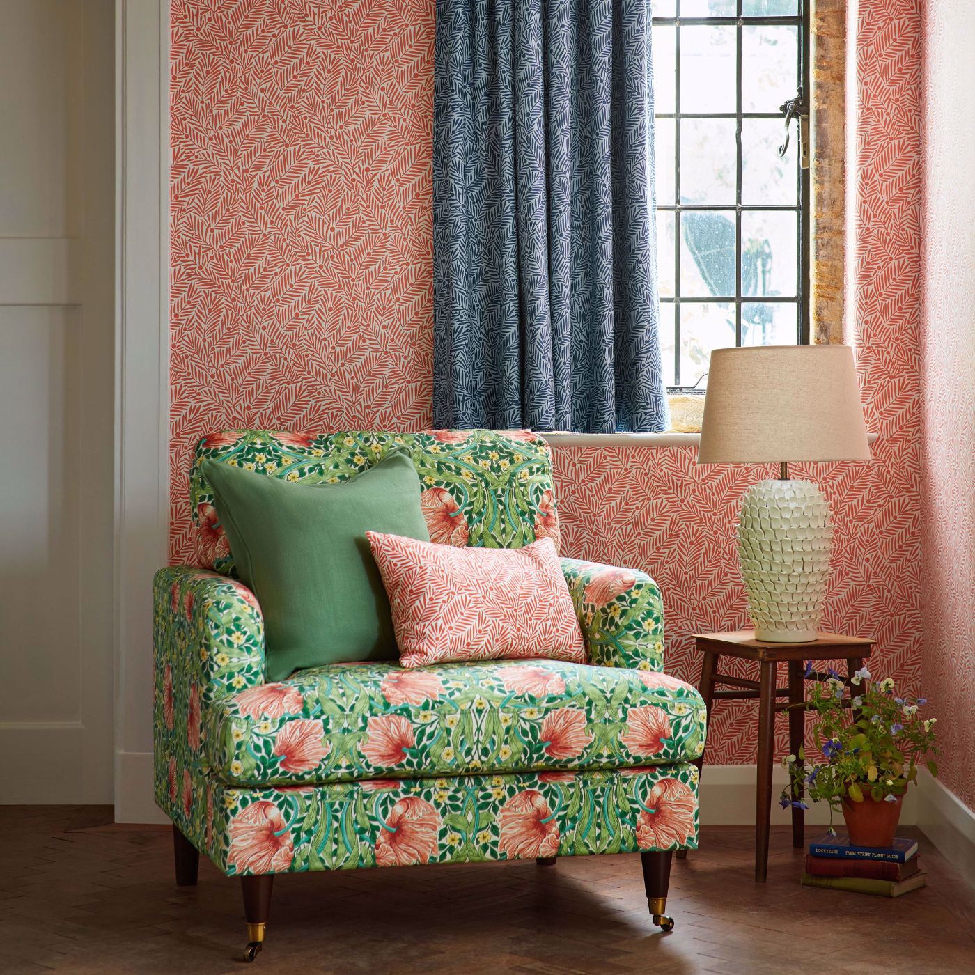 Yew & Aril Fabric - Watermelon - 227226 - Morris & Co