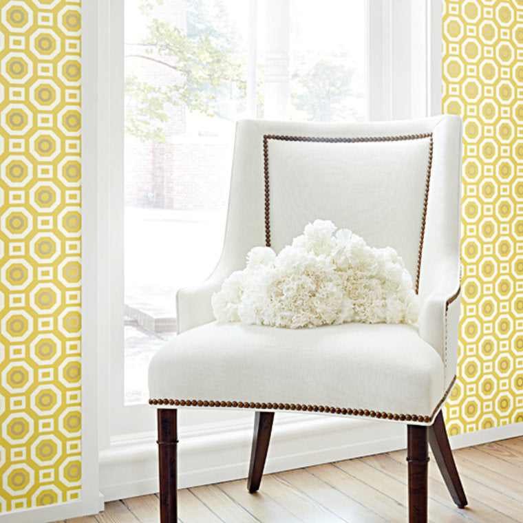 Zane Wallpaper - Metallic Gold on Citron - AT6035 - Anna French