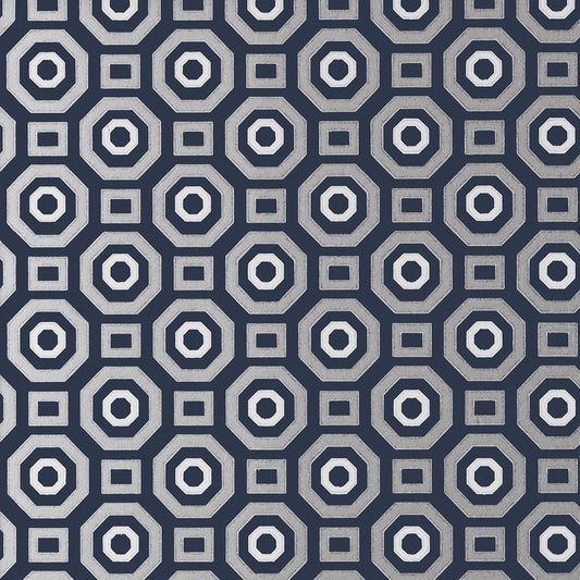 Zane Wallpaper - Metallic on Navy - AT6038 - Anna French