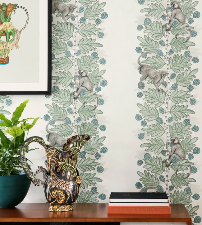 Acacia Wallpaper - Duck Egg & Print room Blue on White - 109/11052 - Cole & Son - Premier Wallcovering