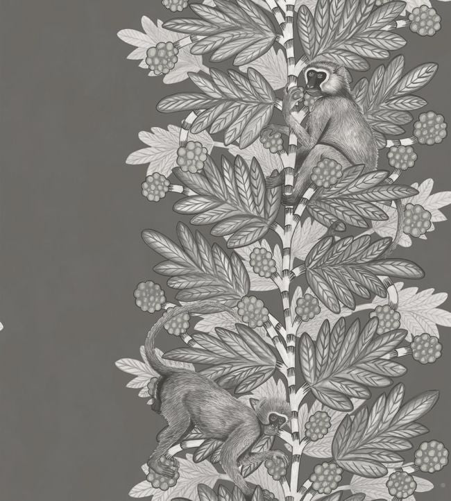 Acacia Wallpaper - Charcoal & Metallic Silver on Soot - 109/11055 - Cole & Son - Premier Wallcovering