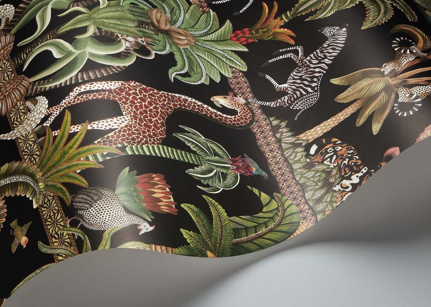 Afrika Kingdom Wallpaper - Olive Green & Spring Green on Black - 119/5027 - Cole & Son - Premier Wallcovering