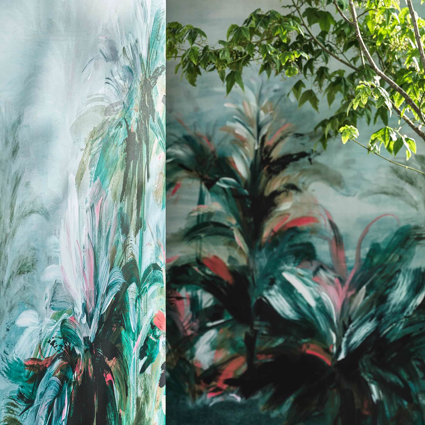 Alberi Wallpaper - Teal/Fuchsia Banner - Clarke & Clarke - W0176/02 - Premier Wallcovering