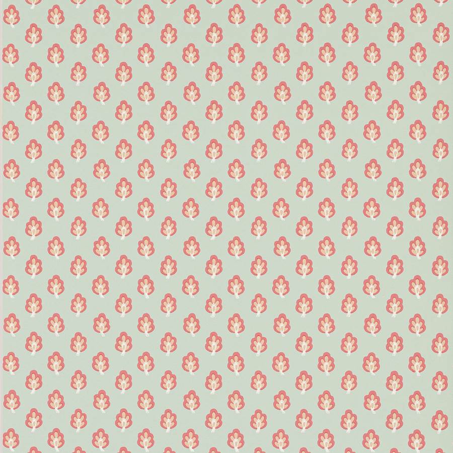 Albie Wallpaper - Aqua/Coral - J187W - 01 - Jane Churchill