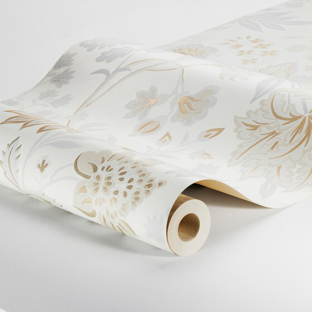 Alicia Wallpaper - White/ Grey/ Gold - Boråstapeter - 2007 - Premier Wallcovering