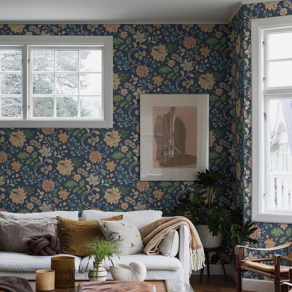 Alicia Wallpaper - Deep Blue - Boråstapeter - 2008 - Premier Wallcovering