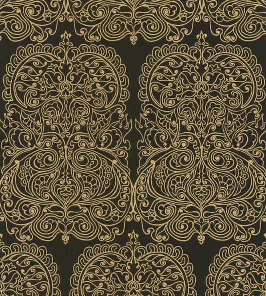 Alpana Wallpaper - Metallic Gold on Black - 69/2105 - Cole & Son - Premier Wallcovering