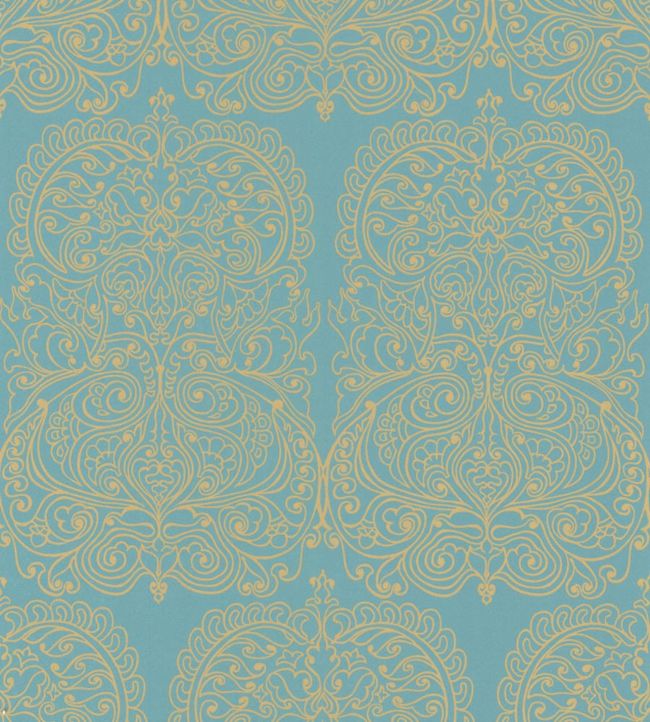 Alpana Wallpaper - Metallic Gold on Petrol - 69/2107 - Cole & Son - Premier Wallcovering