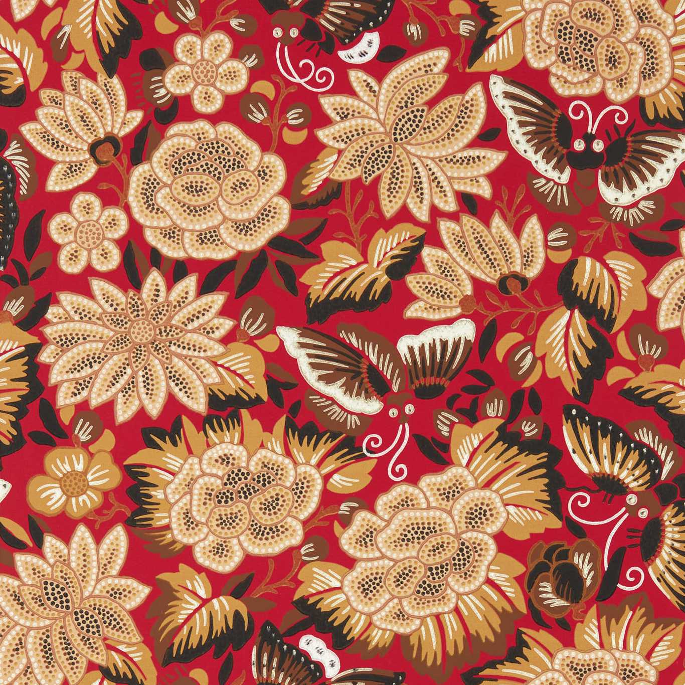 Amara Butterfly Wallpaper - Cinnabar/Ink Black - DWAW217116 - Sanderson