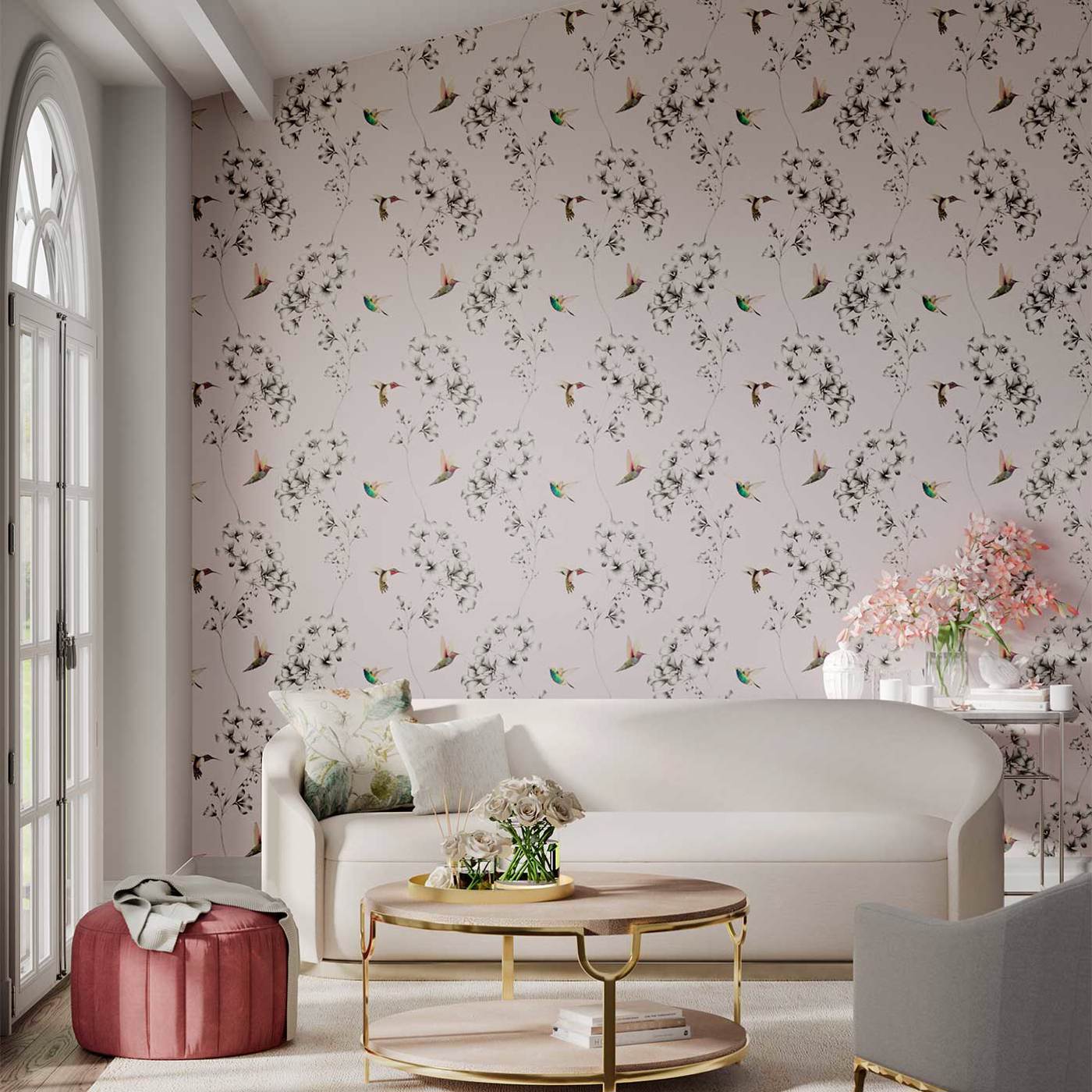 Amazilia Wallpaper - Powder/Pearl - HTEW112606 - Harlequin - Premier Wallcovering