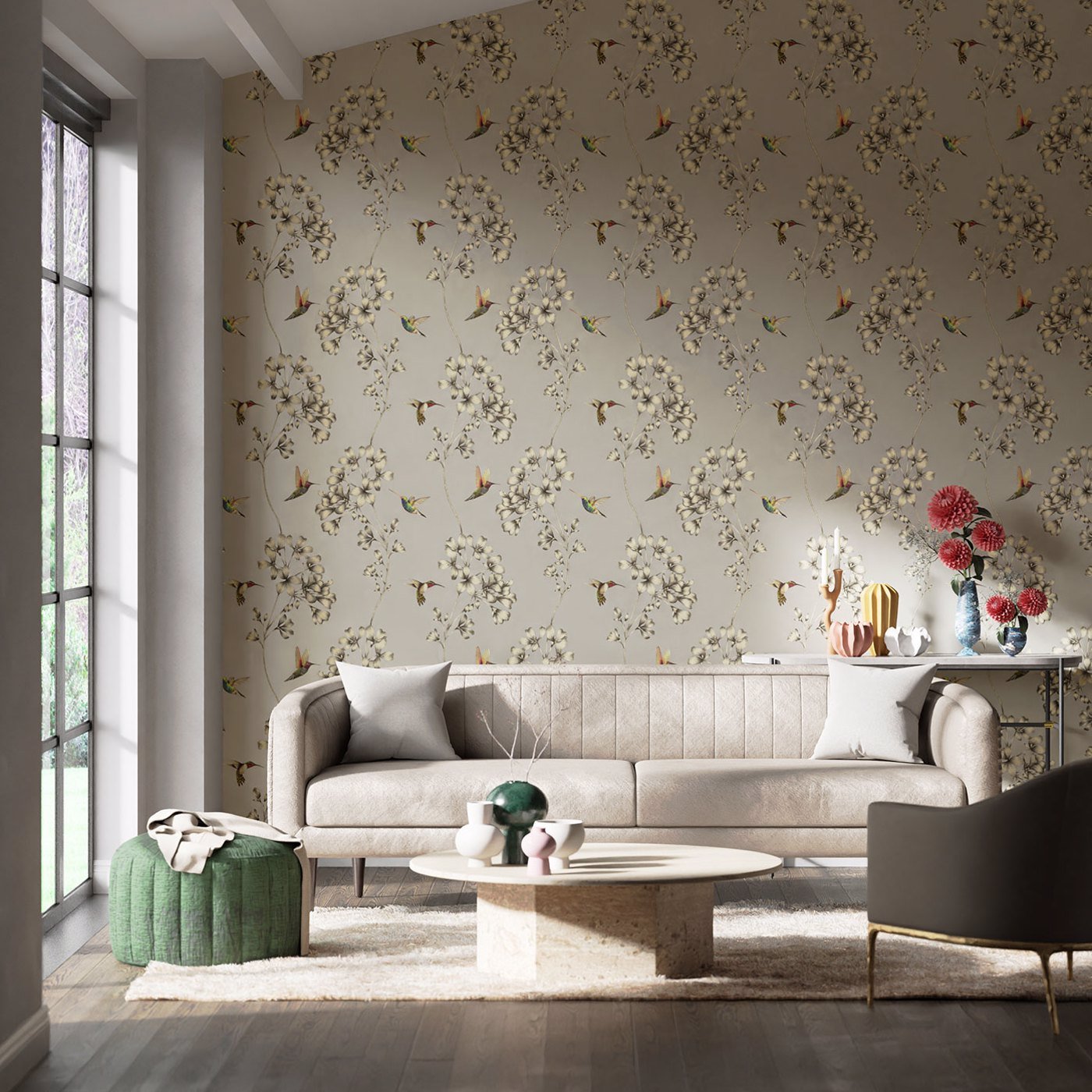 Amazilia Wallpaper - Silver - HAMA111062 - Harlequin - Premier Wallcovering