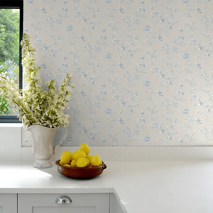 Angsblomma Wallpaper - Blue - Boråstapeter - 3273 - Premier Wallcovering