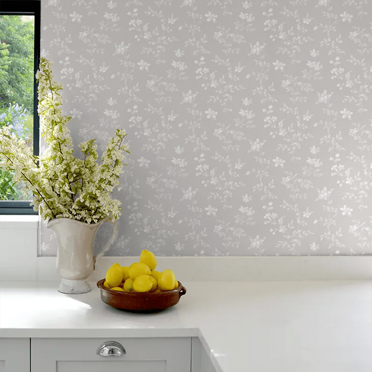 Angsblomma Wallpaper - Feather Grey - Boråstapeter - 3274 - Premier Wallcovering